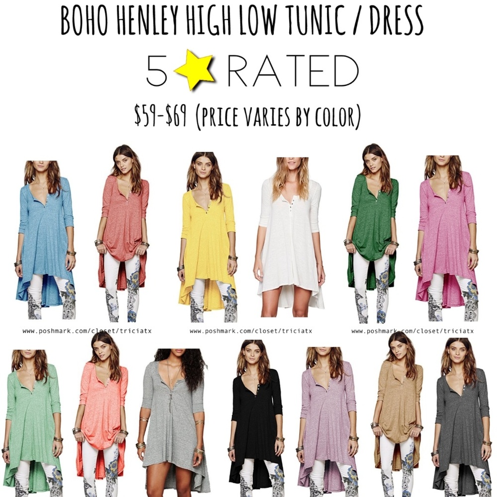 boho henley dress / tunic top - Picture 7 of 7